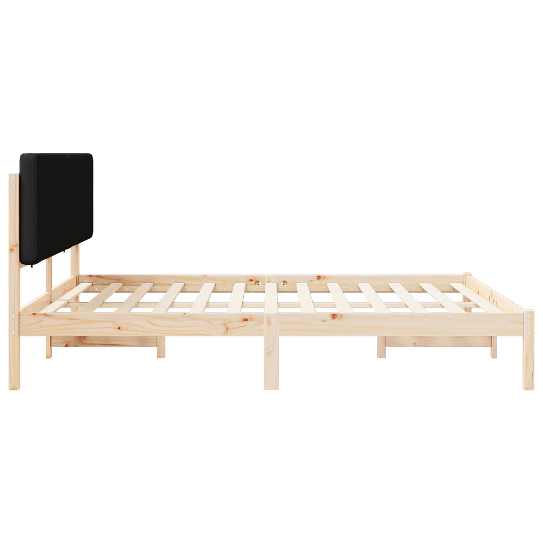 Sengestel med Polstret Hovedgavl Sort 200 x 200 cm