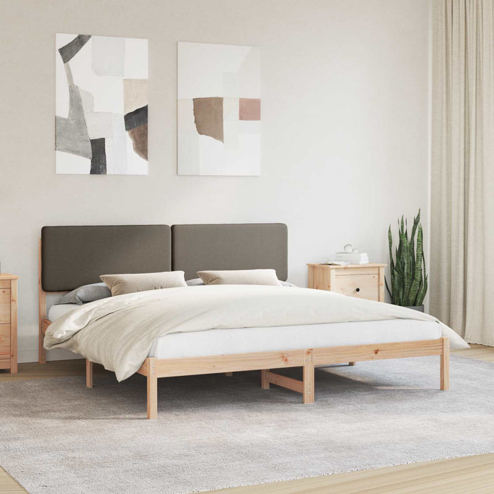 Sengestel med Polstret Hovedgavl Gråbrun 200 x 200 cm