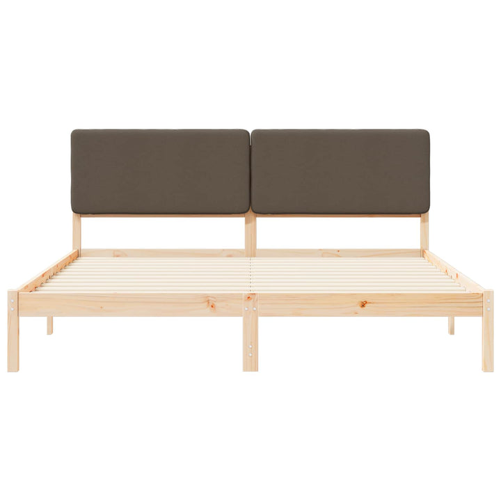 Sengestel med Polstret Hovedgavl Gråbrun 200 x 200 cm