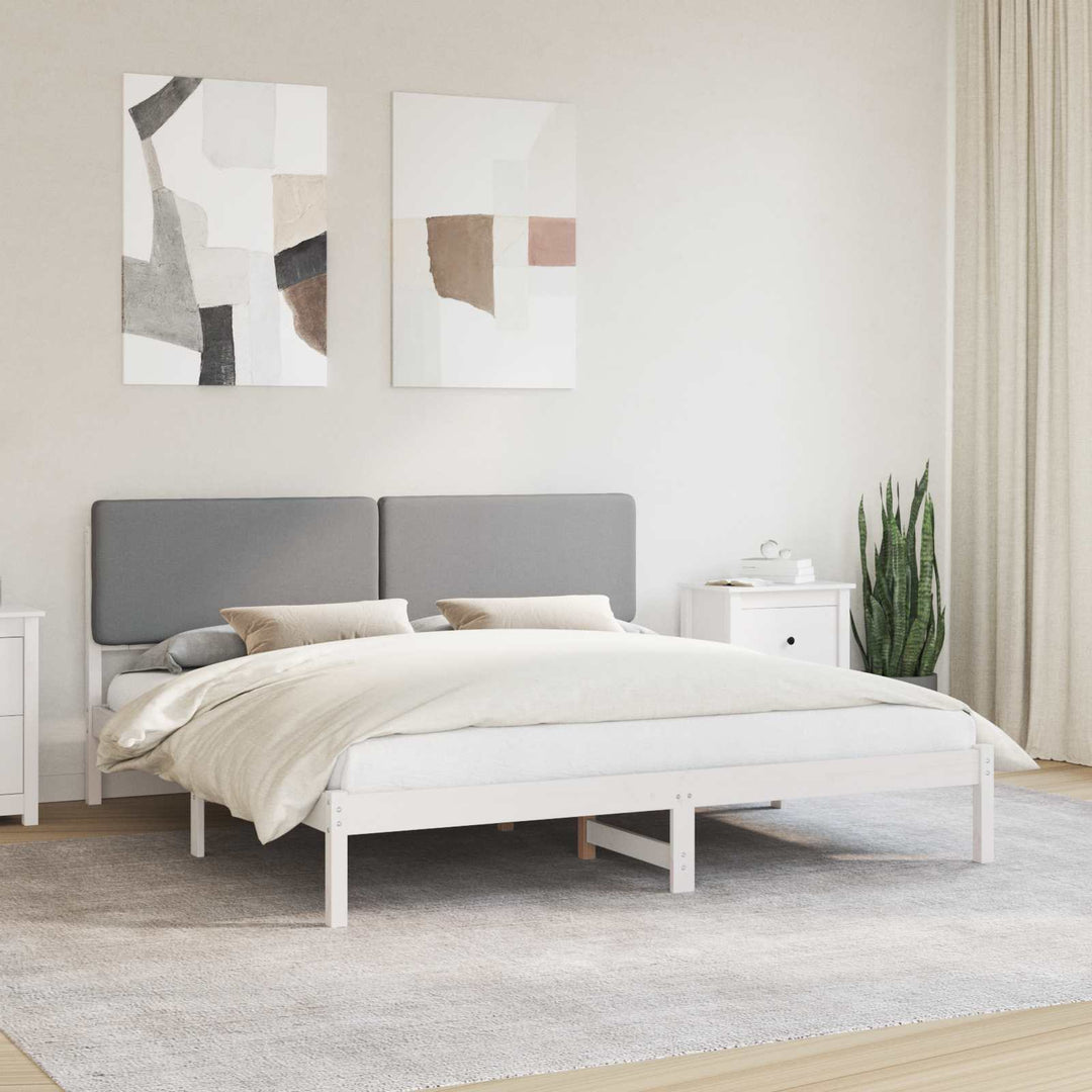 Sengestel med Polstret Hovedgavl Lysegrå 200 x 200 cm