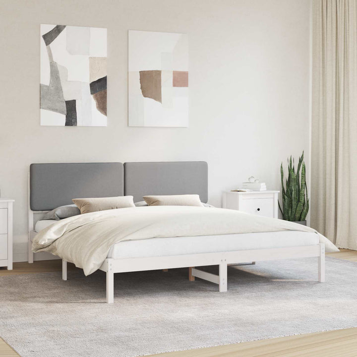 Sengestel med Polstret Hovedgavl Lysegrå 200 x 200 cm