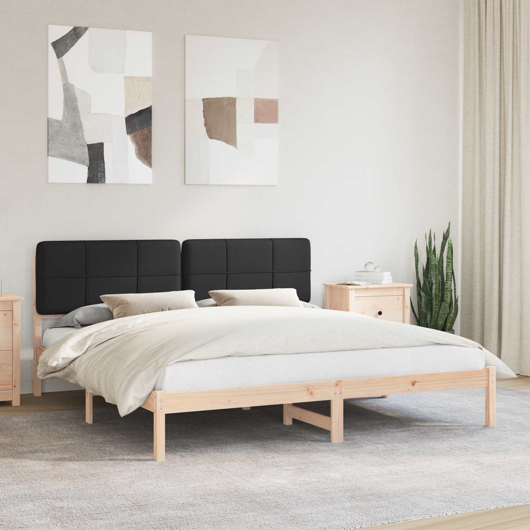 Sengestel med Polstret Hovedgavl Sort 200 x 200 cm