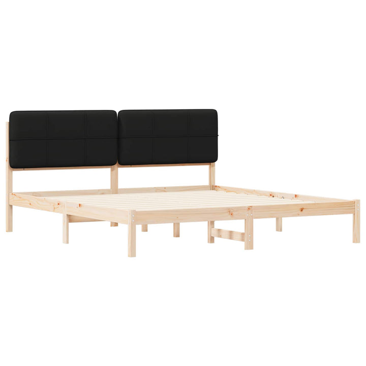 Sengestel med Polstret Hovedgavl Sort 200 x 200 cm