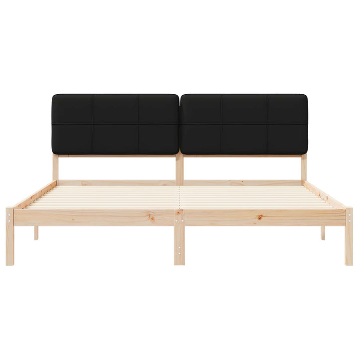 Sengestel med Polstret Hovedgavl Sort 200 x 200 cm