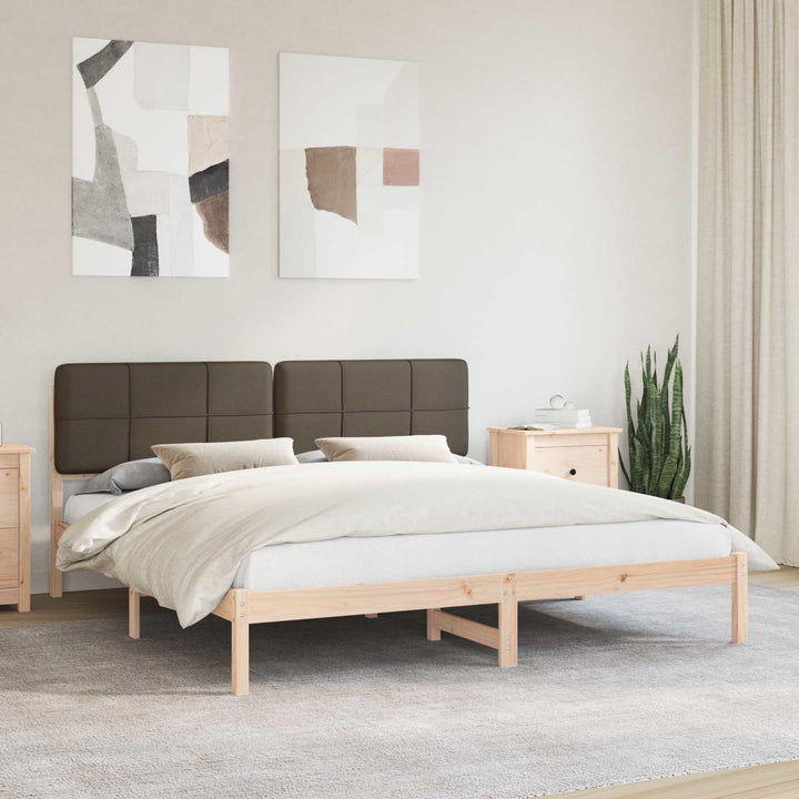 Sengestel med Polstret Hovedgavl Gråbrun 200 x 200 cm