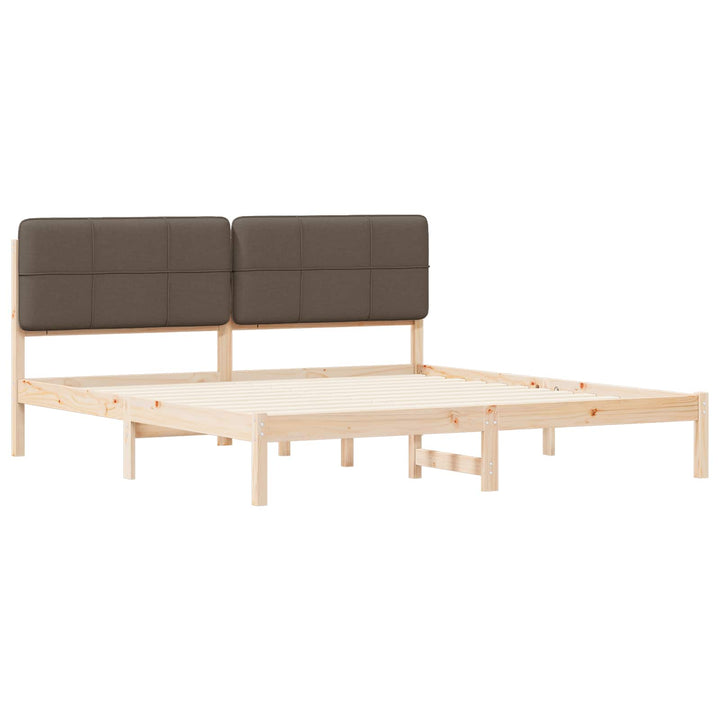 Sengestel med Polstret Hovedgavl Gråbrun 200 x 200 cm