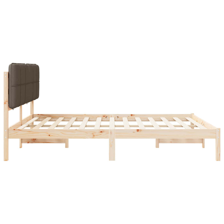 Sengestel med Polstret Hovedgavl Gråbrun 200 x 200 cm