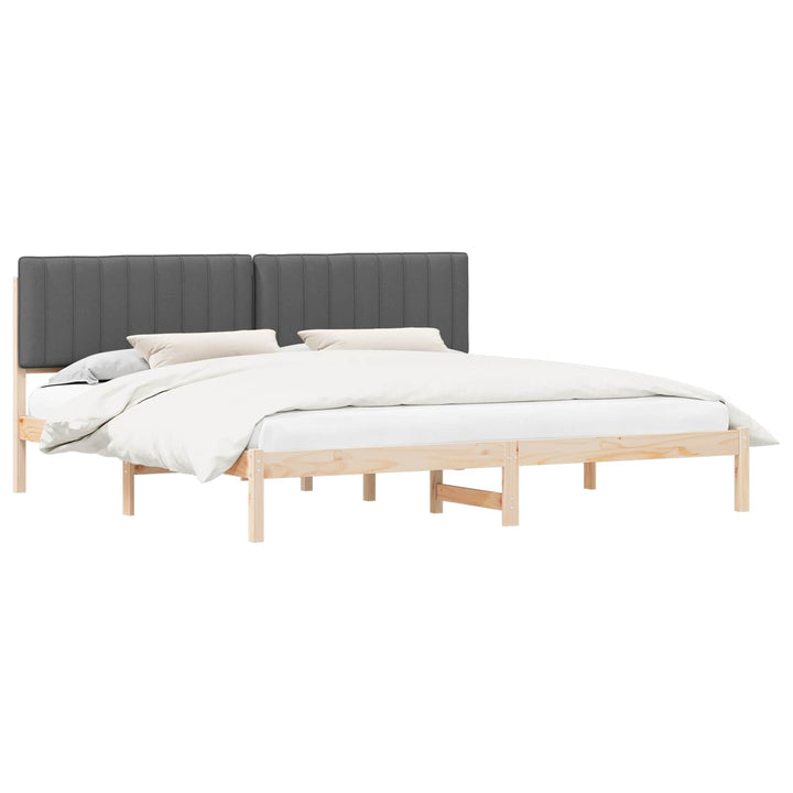 Sengestel med Polstret Hovedgavl Mørkegrå 200 x 200 cm