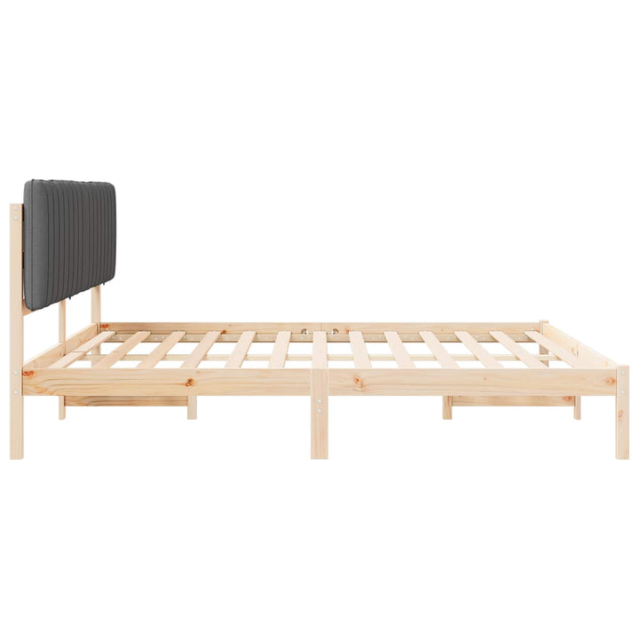 Sengestel med Polstret Hovedgavl Mørkegrå 200 x 200 cm