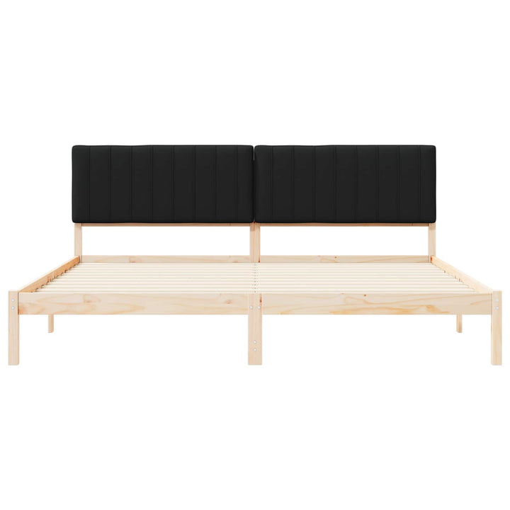 Sengestel med Polstret Hovedgavl Sort 200 x 200 cm