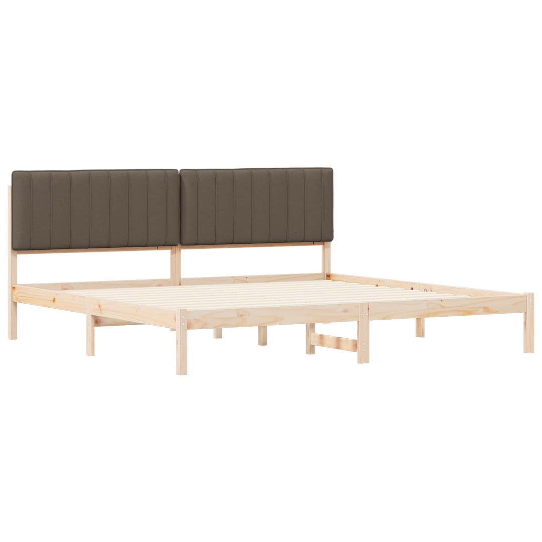 Sengestel med Polstret Hovedgavl Gråbrun 200 x 200 cm