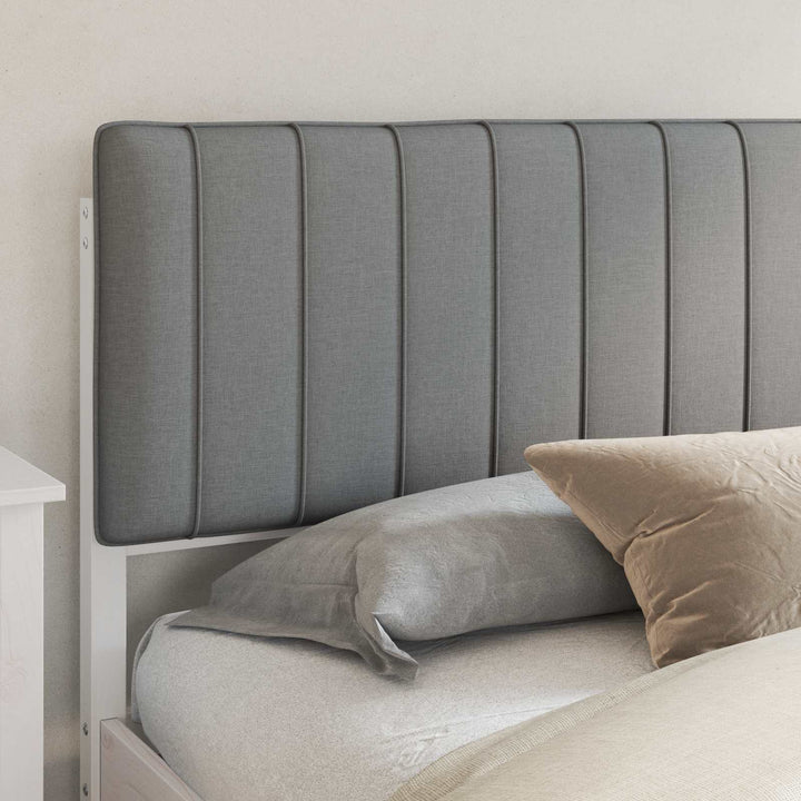 Sengestel med Polstret Hovedgavl Lysegrå 200 x 200 cm
