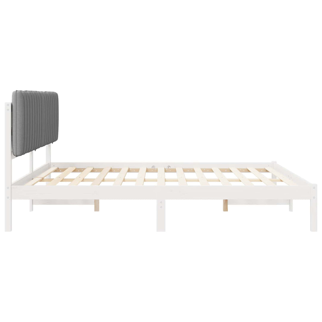 Sengestel med Polstret Hovedgavl Lysegrå 200 x 200 cm