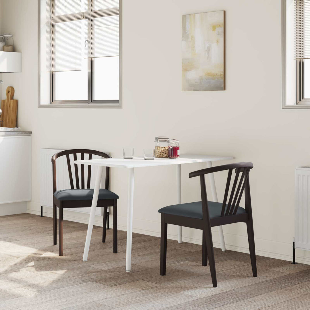 Spisestuestol 2 pcs Lys brun og sort Solid gummitræ