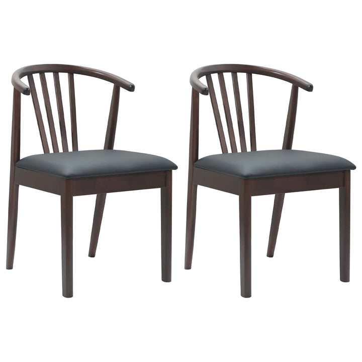 Spisestuestol 2 pcs Lys brun og sort Solid gummitræ