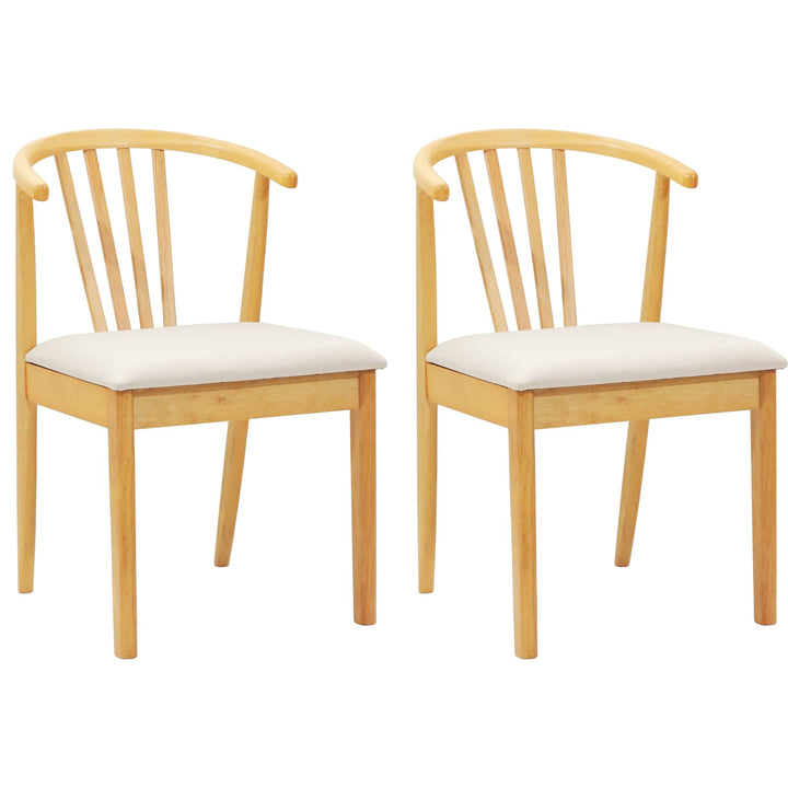 Spisestuestol 2 pcs Naturlig og lys Solid gummitræ