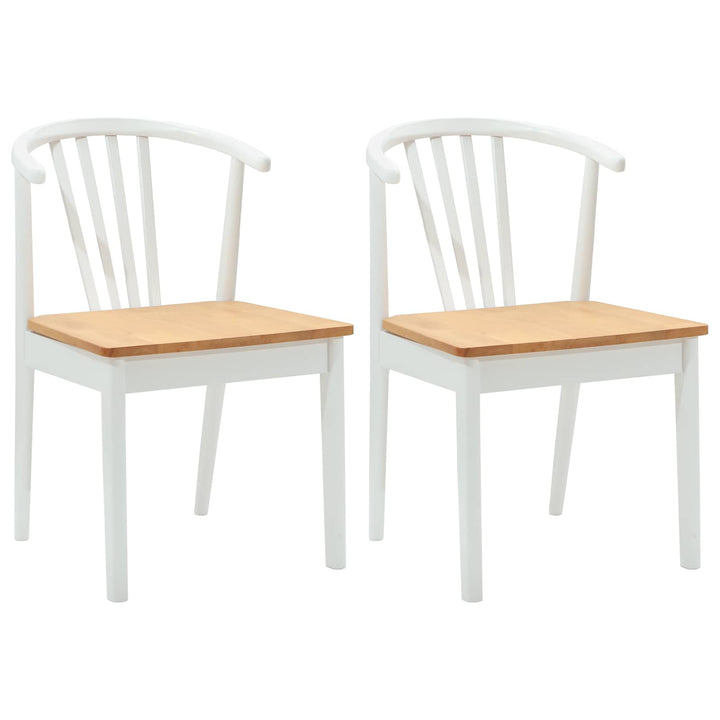 Spisestuestol 2 pcs hvid og naturfarvet Solid gummitræ