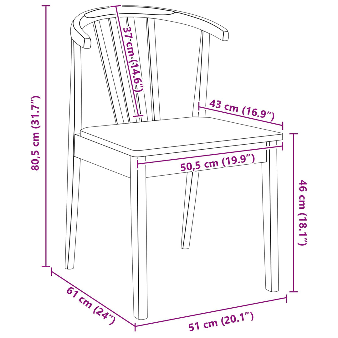 Spisestuestol 2 pcs hvid og naturfarvet Solid gummitræ