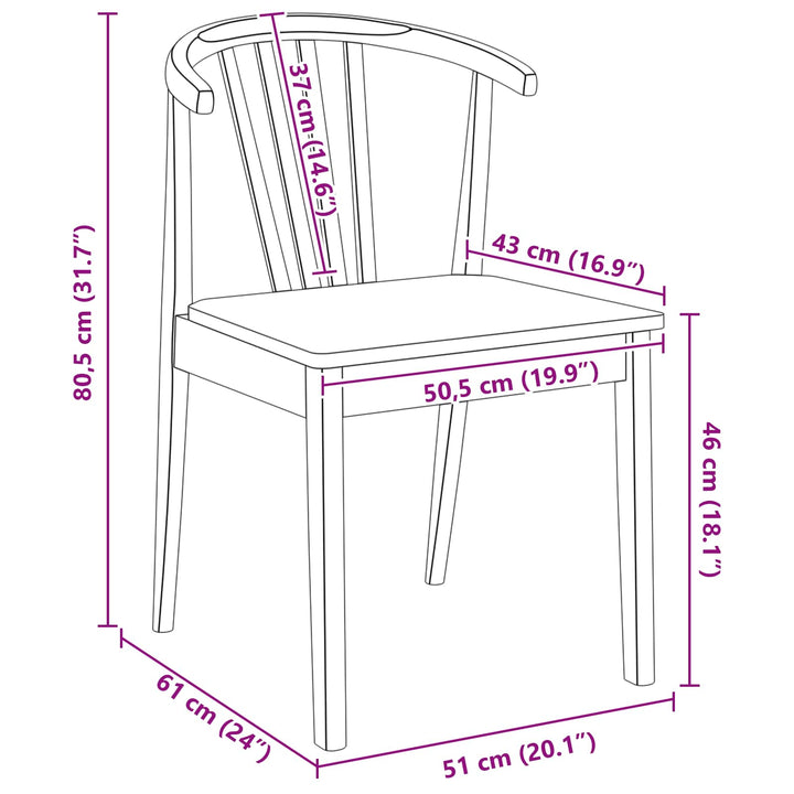 Spisestuestol 2 pcs hvid og naturfarvet Solid gummitræ