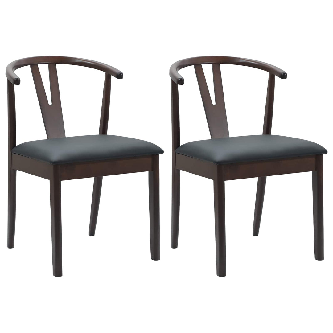 Spisestuestol 2 pcs Lys brun og sort Massiv Gummitræ
