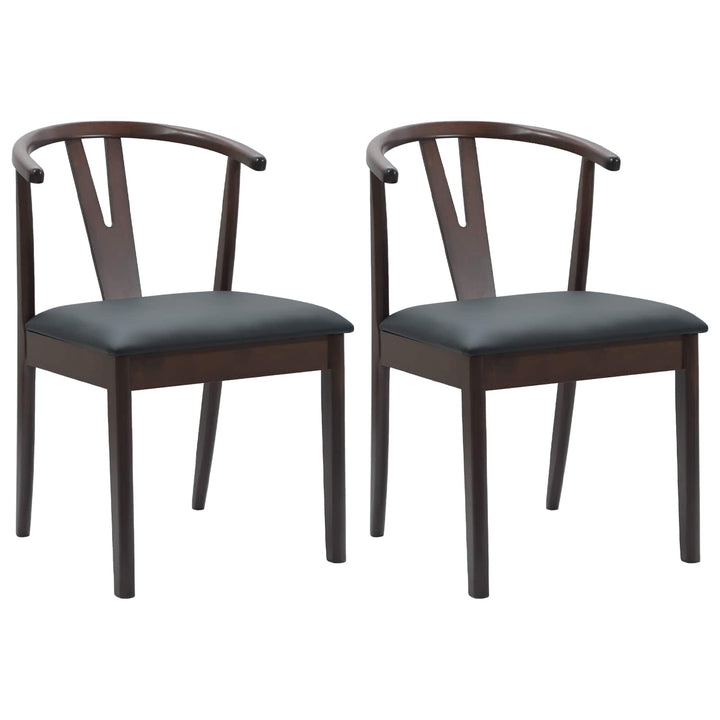 Spisestuestol 2 pcs Lys brun og sort Massiv Gummitræ