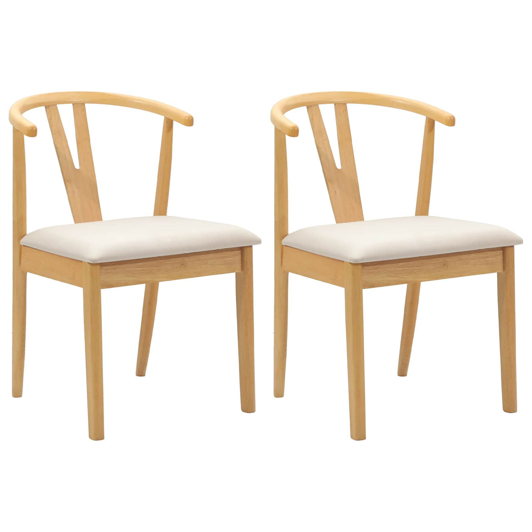 Spisestuestol 2 pcs Naturlig og lys Massiv Gummitræ