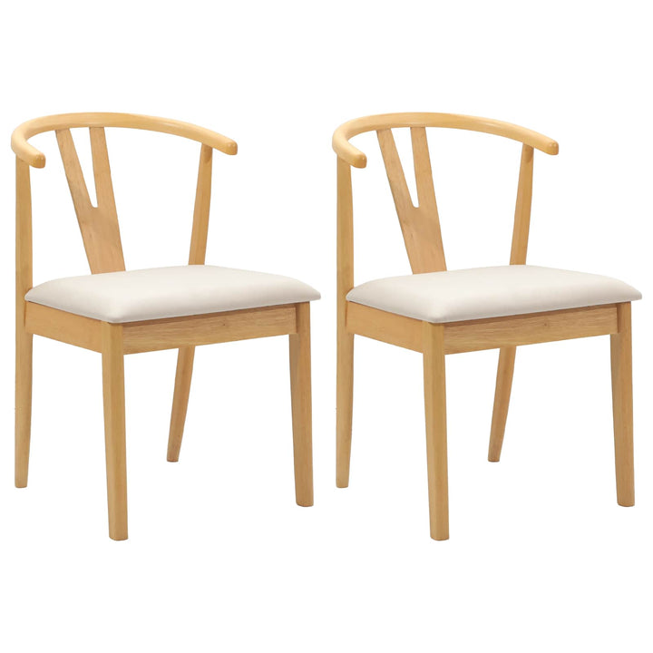 Spisestuestol 2 pcs Naturlig og lys Massiv Gummitræ