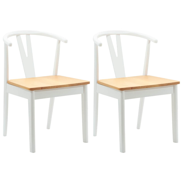 Spisestuestol 2 pcs Hvid og Naturlig Massiv Gummitræ