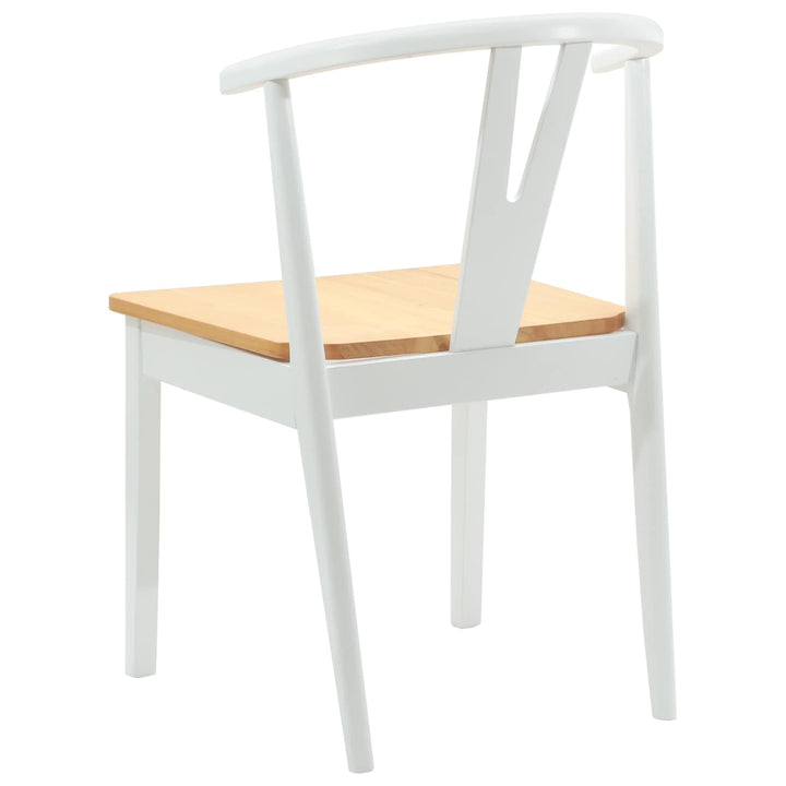 Spisestuestol 2 pcs Hvid og Naturlig Massiv Gummitræ
