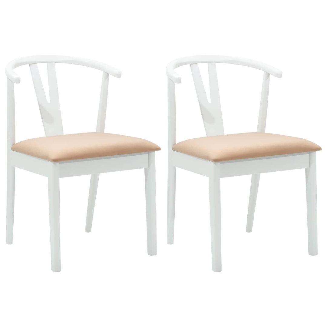 Spisestuestol 2 pcs Hvid og brun Massiv Gummitræ