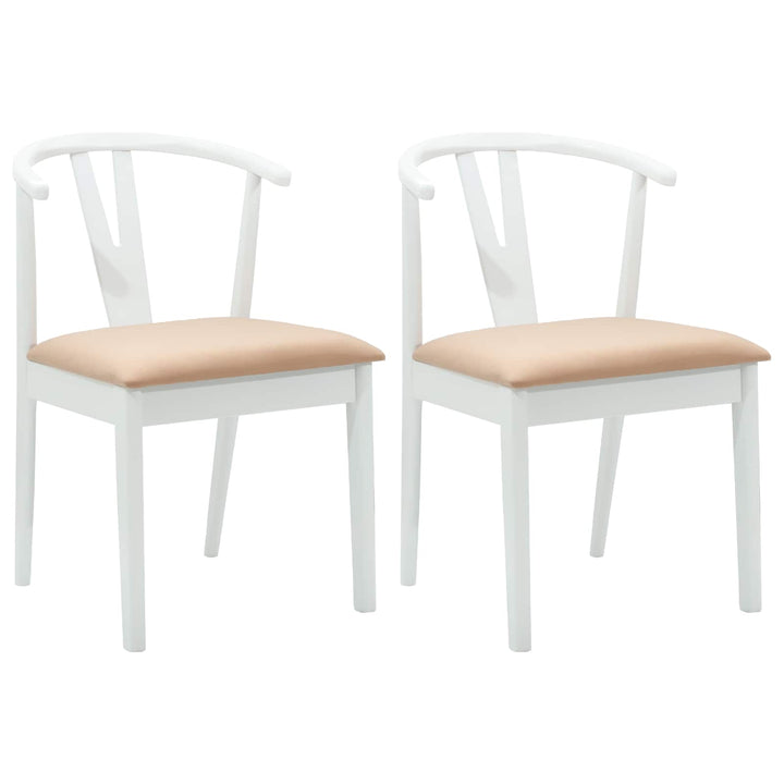 Spisestuestol 2 pcs Hvid og brun Massiv Gummitræ