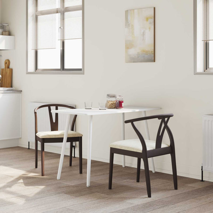 Spisestuestol 2 pcs Lys brun og lys Massiv Gummitræ