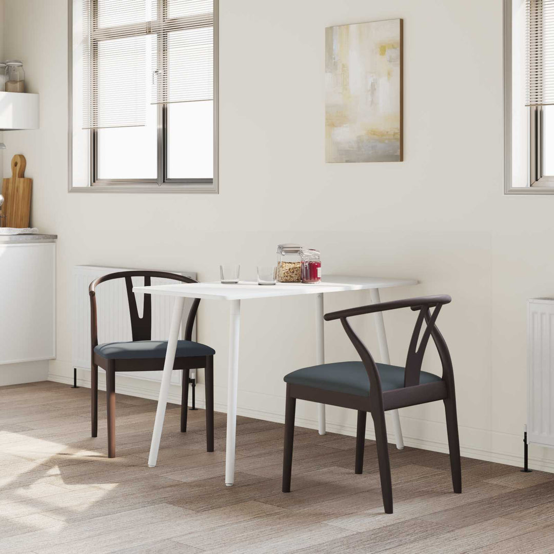 Spisestuestol 2 pcs Lys brun og sort Massiv Gummitræ