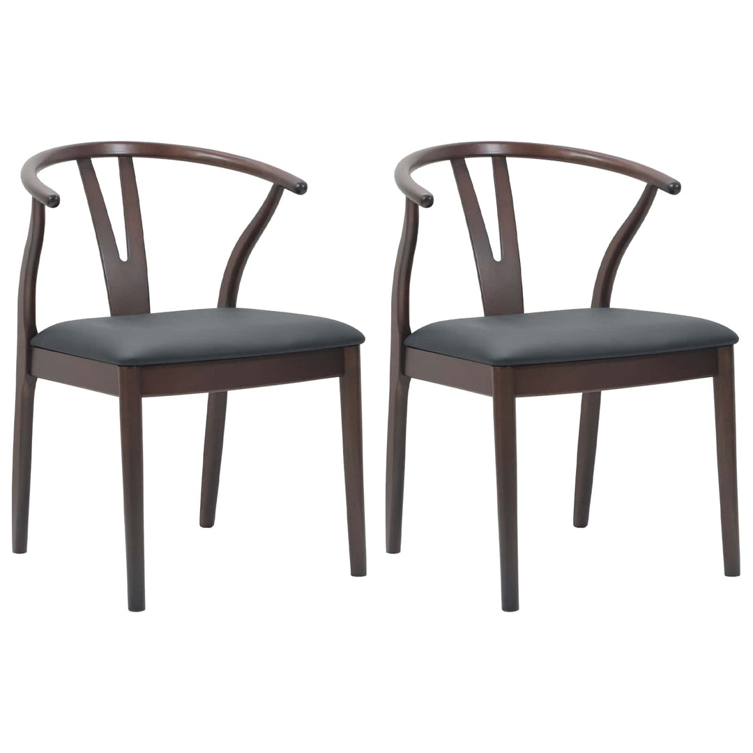 Spisestuestol 2 pcs Lys brun og sort Massiv Gummitræ