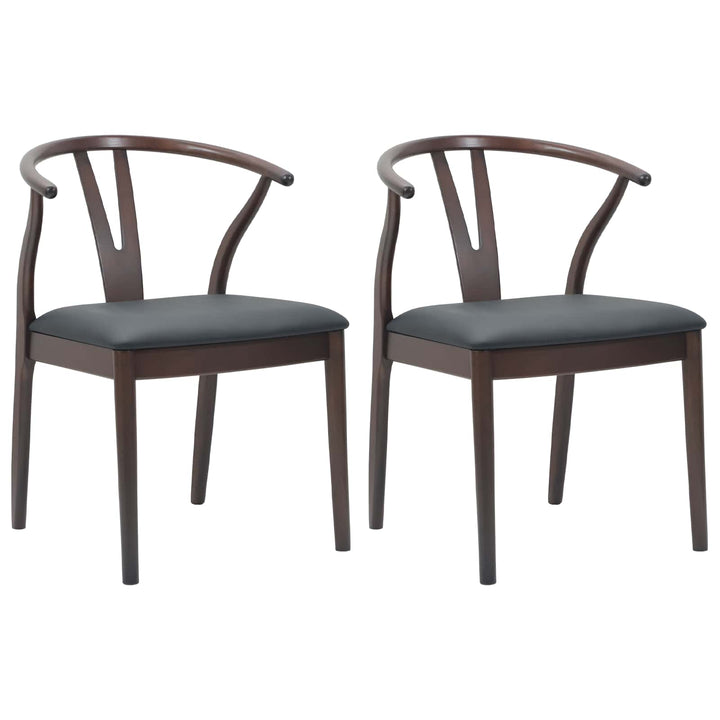 Spisestuestol 2 pcs Lys brun og sort Massiv Gummitræ
