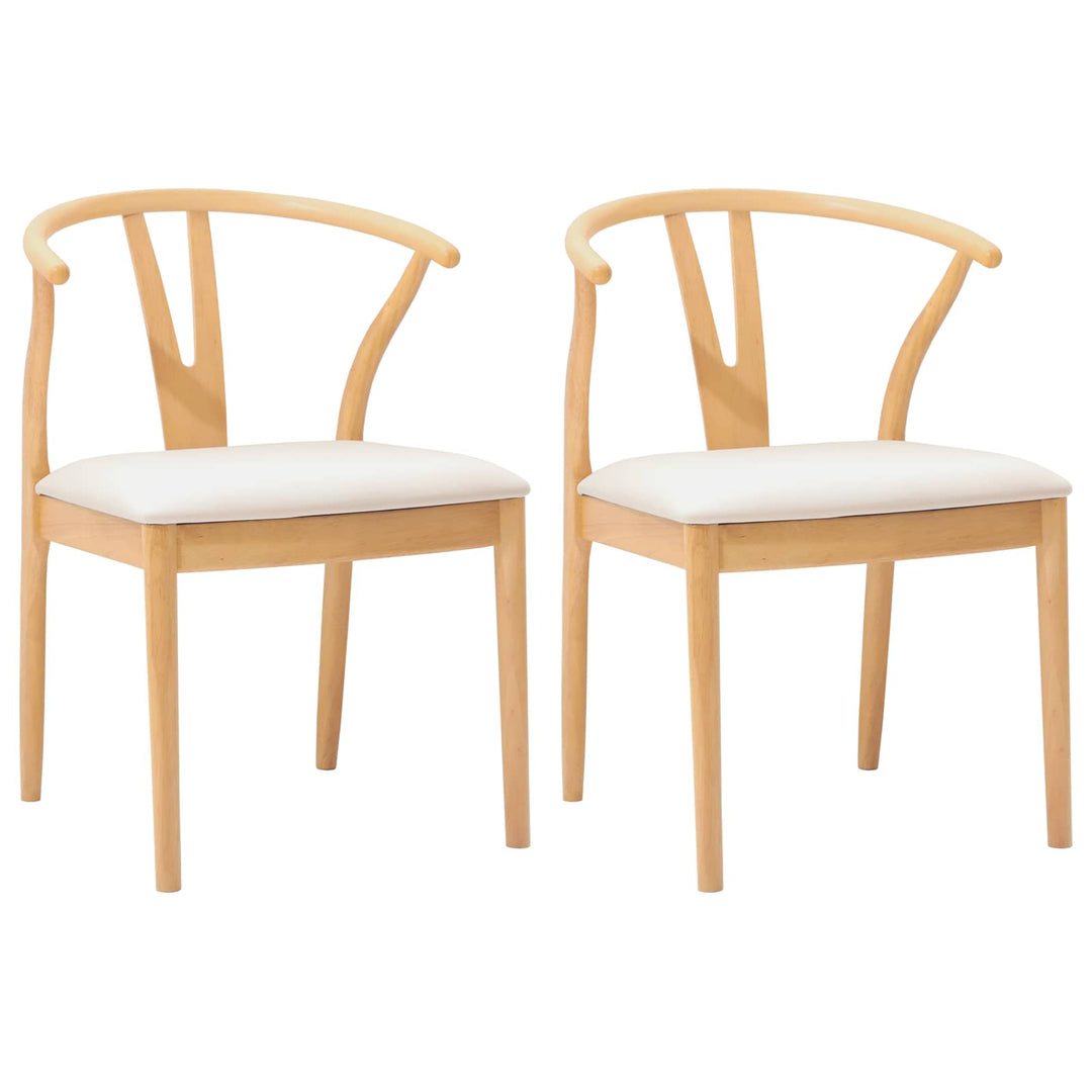 Spisestuestol 2 pcs Naturlig og lys Massiv Gummitræ
