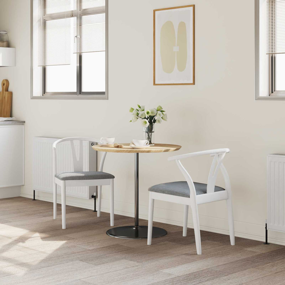 Spisestuestol 2 pcs Hvid og Grå Massiv Gummitræ