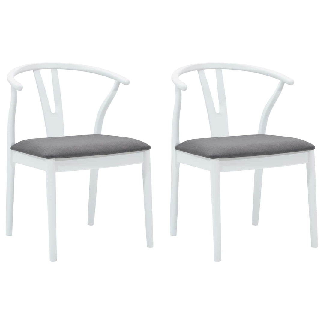 Spisestuestol 2 pcs Hvid og Grå Massiv Gummitræ