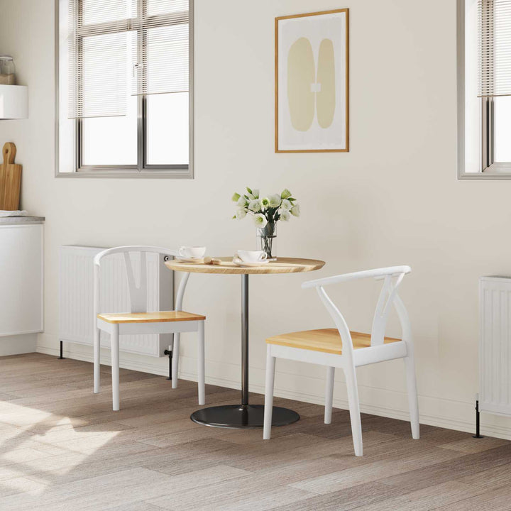 Spisestuestol 2 pcs Hvid og Naturlig Massiv Gummitræ