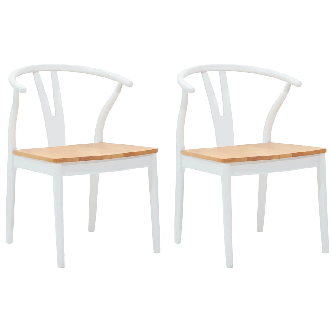 Spisestuestol 2 pcs Hvid og Naturlig Massiv Gummitræ