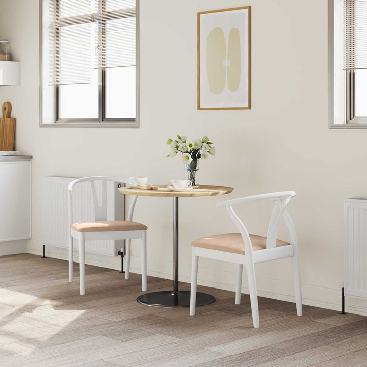 Spisestuestol 2 pcs Hvid og brun Massiv Gummitræ