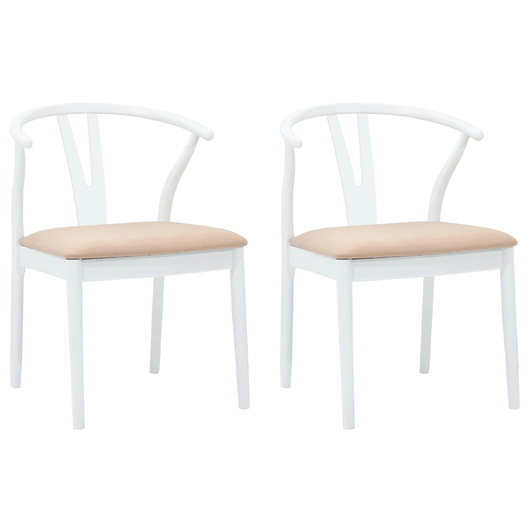 Spisestuestol 2 pcs Hvid og brun Massiv Gummitræ