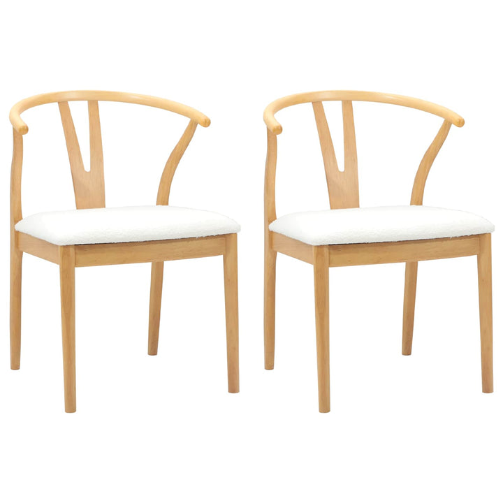 Spisestuestol 2 pcs Naturlig og lys Massiv Gummitræ