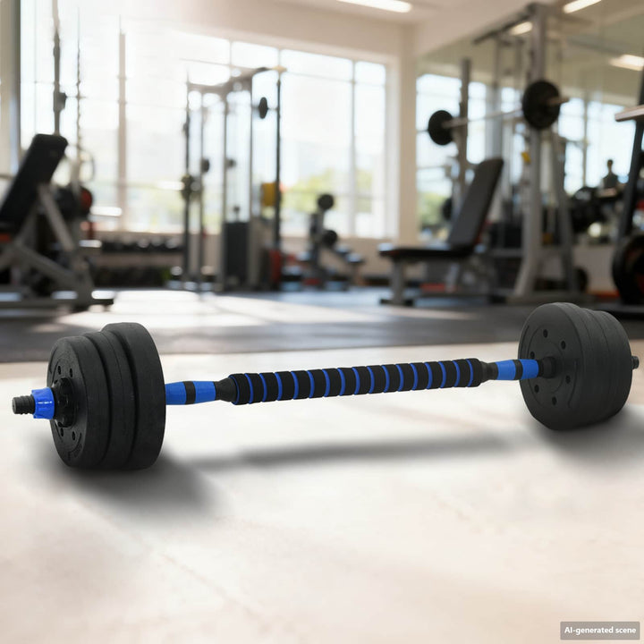 2-i-1 Håndvægt Barbell Sæt 20 kg Sort og Blå Cement og jernsand