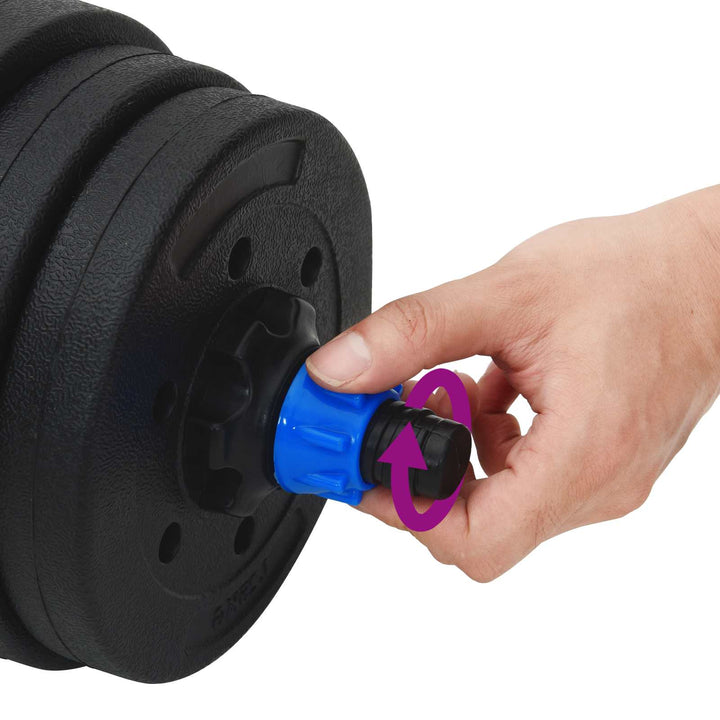 2-i-1 Håndvægt Barbell Sæt 20 kg Sort og Blå Cement og jernsand