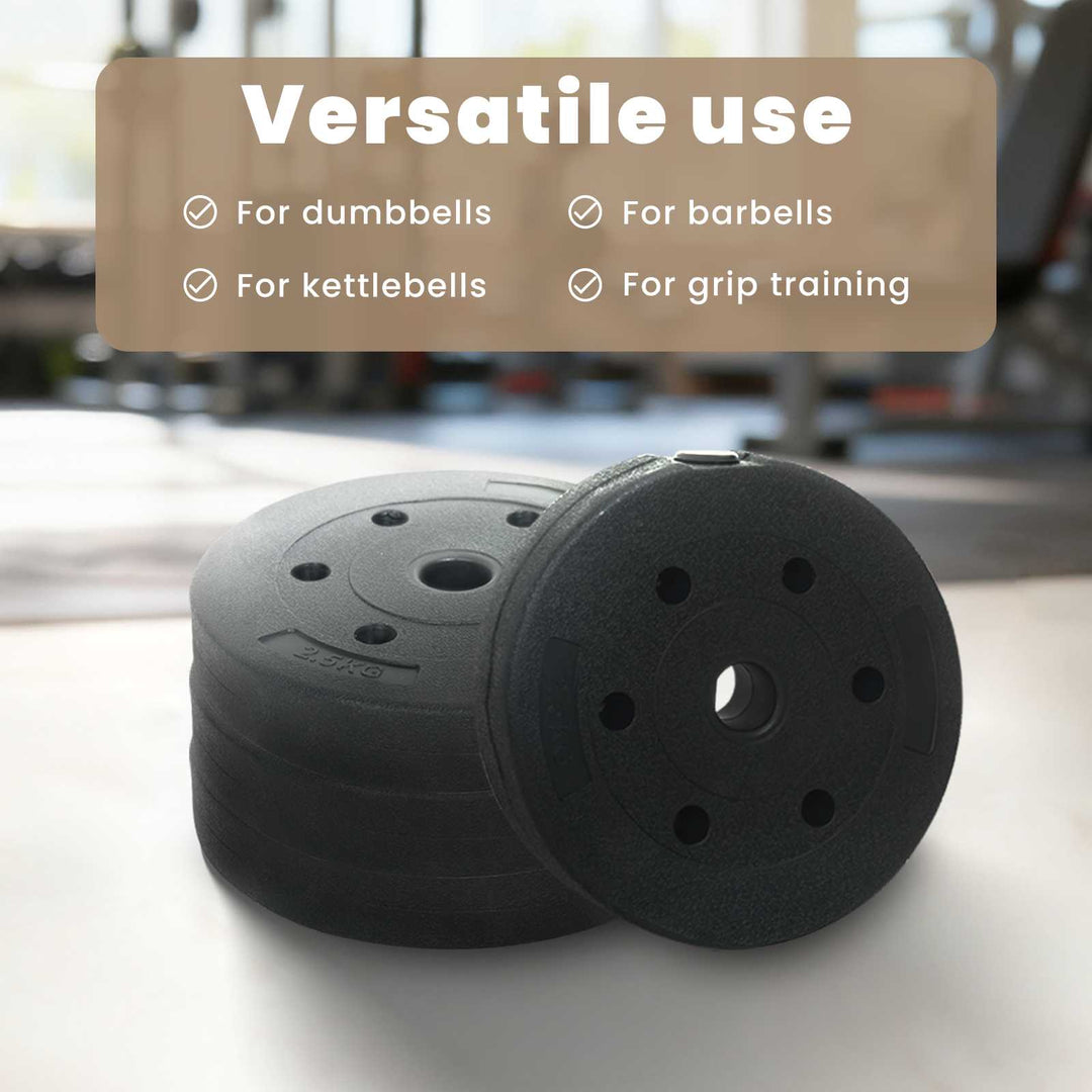 Vægtplader 4 pcs 10 kg Sort Cement og jernsand Ø 21,5 x 3,8 cm
