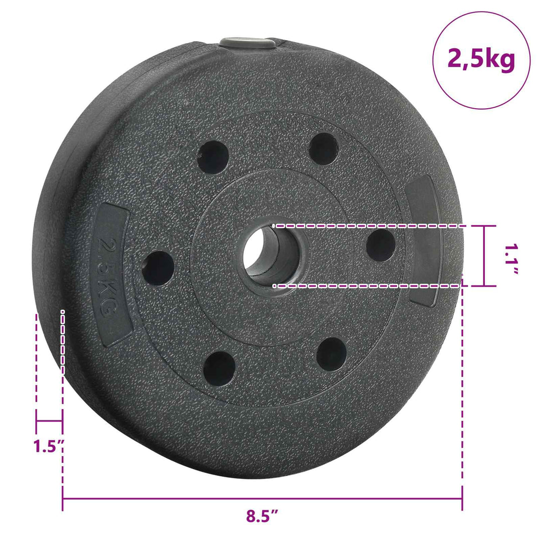Vægtplader 4 pcs 10 kg Sort Cement og jernsand Ø 21,5 x 3,8 cm