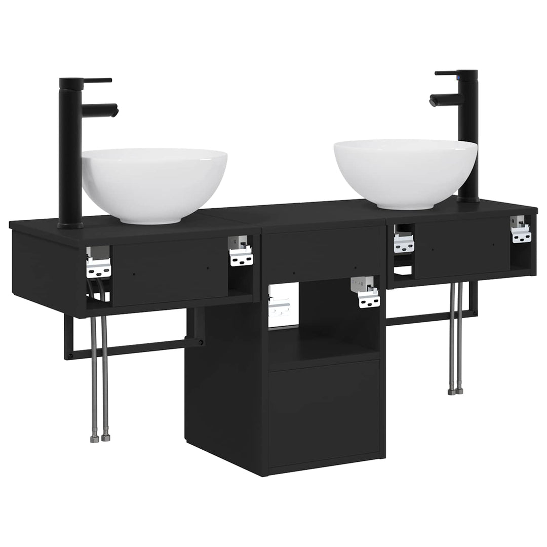Badeværelsesmøbel sæt 3 stk. Sort Konstrueret træ