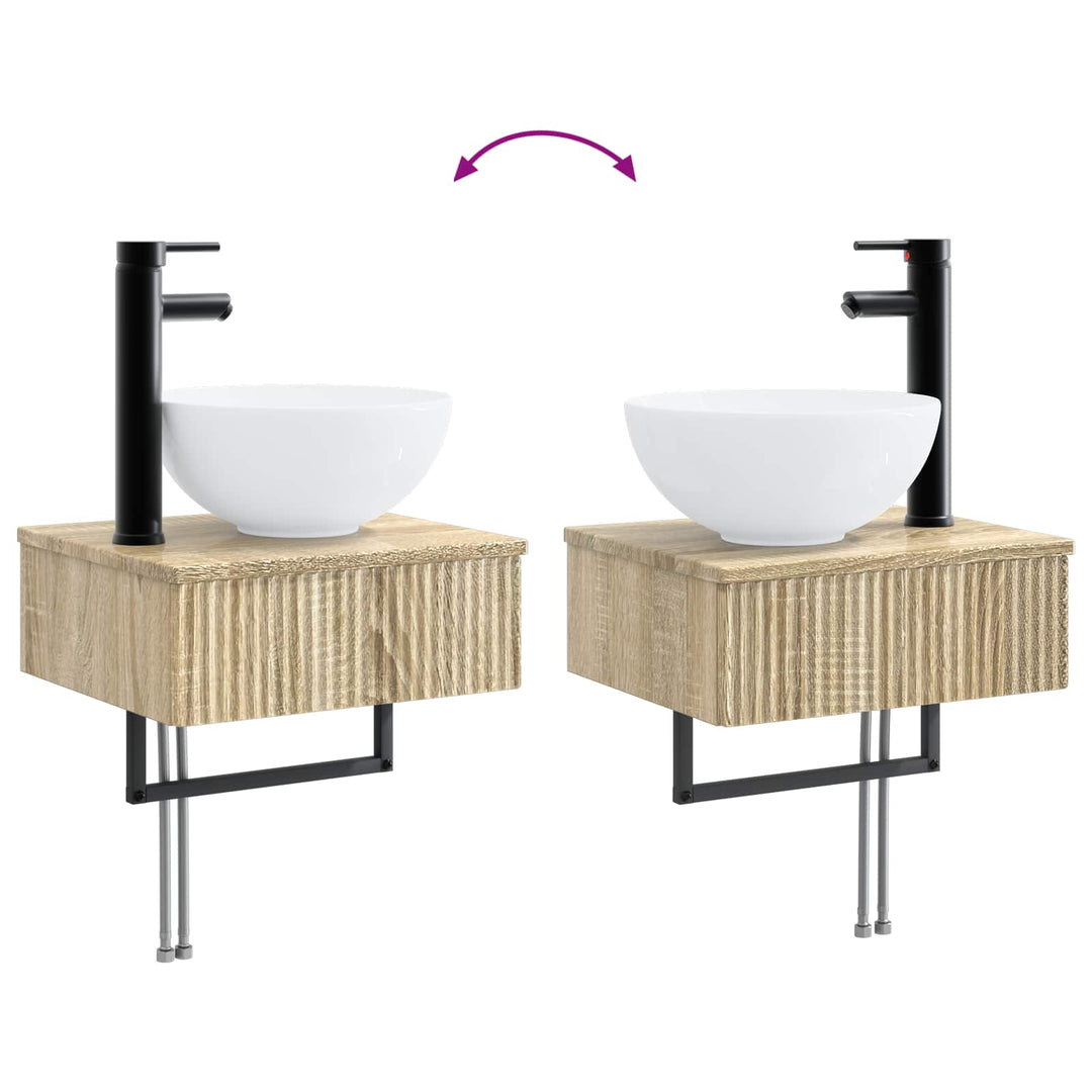 Badeværelsesmøbel sæt 3 stk. Sonoma-eg Konstrueret træ