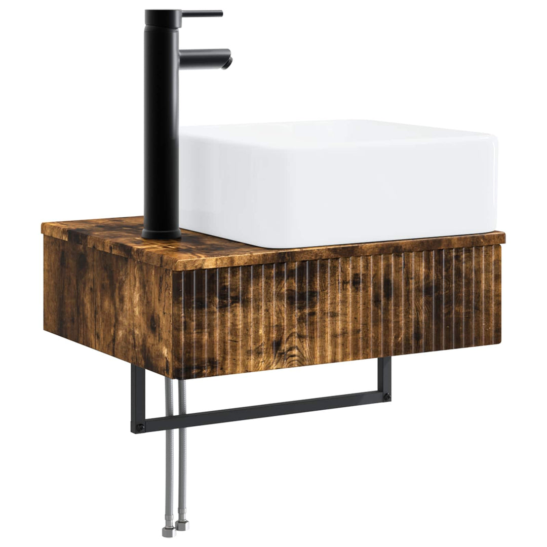 Badeværelsesskabsæt 3 stk. Røget eg 53 x 35 x 39 cm
